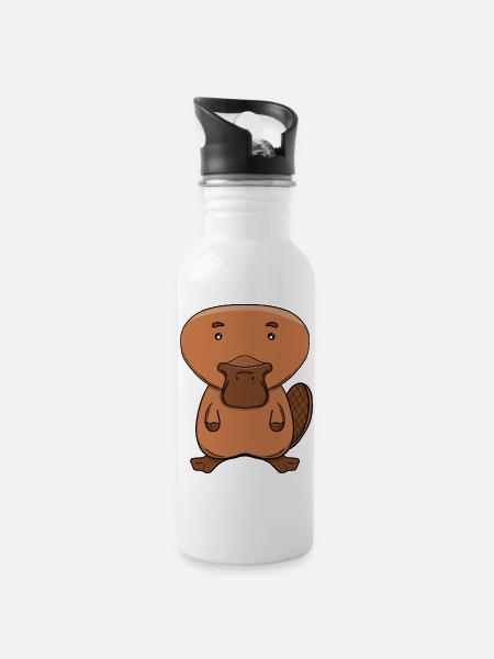 Cute Platypus Kawaii Australian Animal Cartoon - 20 oz Water Bottle - white