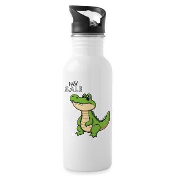 Cartoon Alligator Charm - 20 oz Water Bottle - white - Right