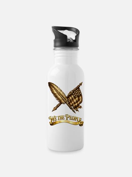 Golden We the People Emblem - 20 oz Water Bottle - white
