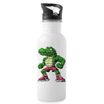 Gym Alligator - 20 oz Water Bottle - white - Right