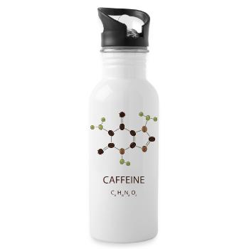 Caffeine : Coffee Bean Molecular Structure  - 20 oz Water Bottle - white - Right