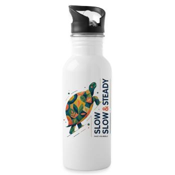 Slow and Steady Turtle Pace Yourself Motivational  - 20 oz Water Bottle - white - Right