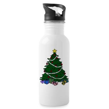 Festive Christmas Tree with Presents - 20 oz Water Bottle - white - Right