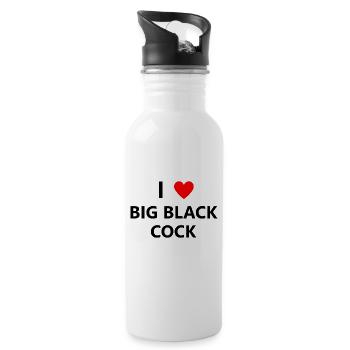Big Black Cock BBC Dick Penis Blowjob Oral Sex - 20 oz Water Bottle - white - Right
