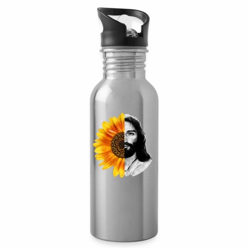 Jesus Christ Sunflower Christian God Faith Flower - Water Bottle