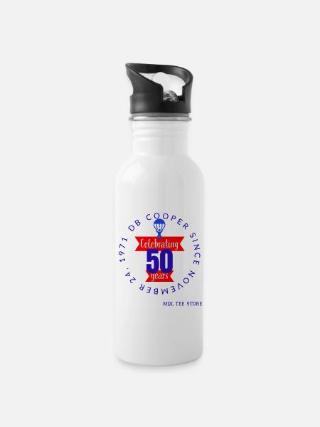 D.B. Cooper Lives - 20 oz Water Bottle - white