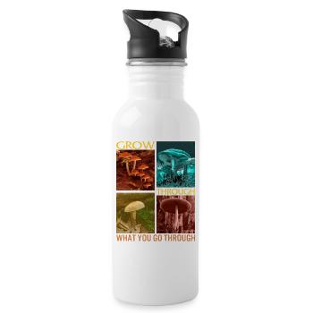 Fungi Shirt, Grow Through What You Go Through - 20 oz Water Bottle - white - Right