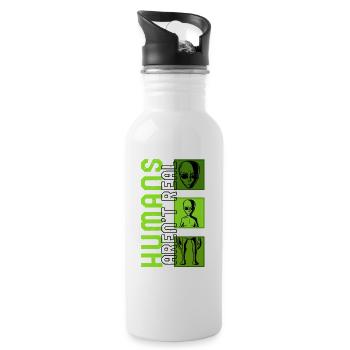 Alien Shirt, Humans Aren't Real Funny Alien Face - 20 oz Water Bottle - white - Right