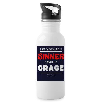 Sinner saved by Grace - 20 oz Water Bottle - white - Right