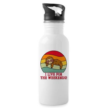 Classic Retro I Live for the Weekends Weekender - 20 oz Water Bottle - white - Right