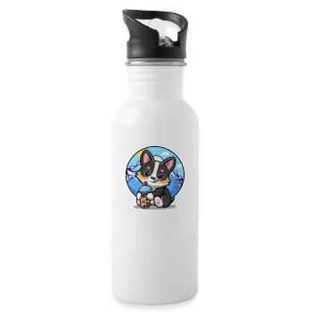 Black Tricolor Corgi - 20 oz Water Bottle - white - Right
