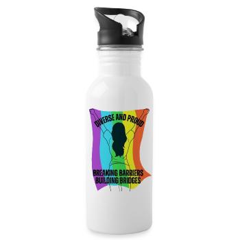 Diverse and Proud: Breaking Barriers, Building - 20 oz Water Bottle - white - Right