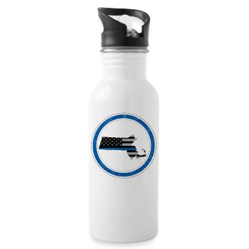 Police Shirt, Massachusetts Map USA Flag Design - 20 oz Water Bottle - white - Right