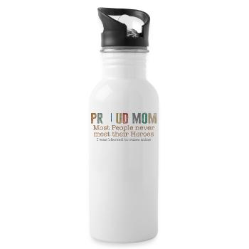 Police Shirt, Proud Mom Blue Thin Line USA Flag - 20 oz Water Bottle - white - Right