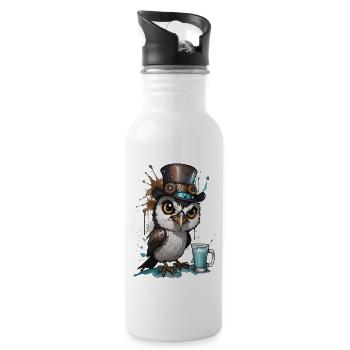Well-dressed annoyed owl - 20 oz Water Bottle - white - Right