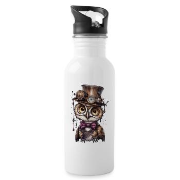 Well-dressed crazy owl - 20 oz Water Bottle - white - Right