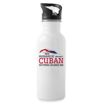 Nothing Scares Me My Wife Is Cuban Husband Cuba - 20 oz Water Bottle - white - Right