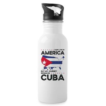 Cuban American Patriot USA Grown Cuba US Flag - 20 oz Water Bottle - white - Right