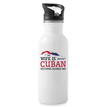 Nothing Scares Me My Wife Is Cuban Husband Cuba - 20 oz Water Bottle - white - Right