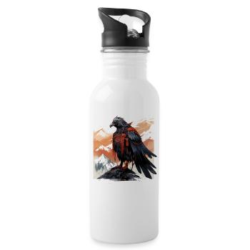 Tengu crow warrior guardian - 20 oz Water Bottle - white - Right