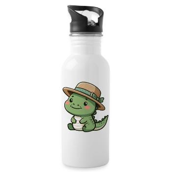 Stylish Alligator with Hat - 20 oz Water Bottle - white - Right