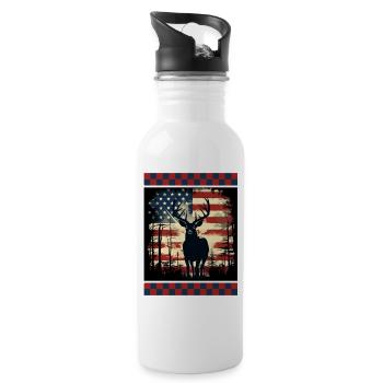 Ripped American Flag Woodland Camo Underlayer - 20 oz Water Bottle - white - Right