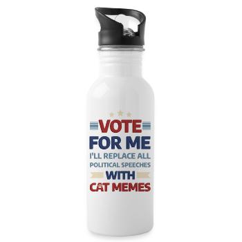 Vote for me, Cat Memes, USA Flag - 20 oz Water Bottle - white - Right
