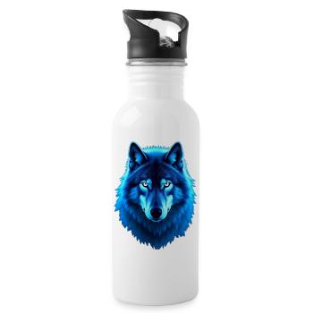 Blue Wolf Glow - 20 oz Water Bottle - white - Right