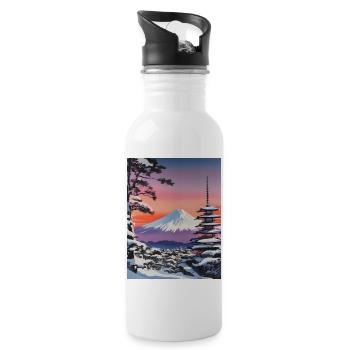 Japanese Art Mount Fuji - 20 oz Water Bottle - white - Right