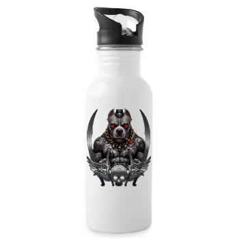 Dark Warrior Pitbull Graphic Design - 20 oz Water Bottle - white - Right