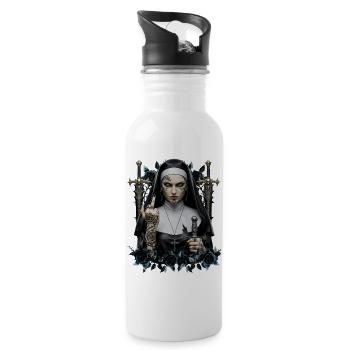 Gothic Nun with Cross and Swords - 20 oz Water Bottle - white - Right