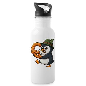 Funny penguin pretzel Bavaria costume cartoon - 20 oz Water Bottle - white - Right
