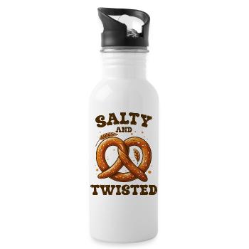 Salty and Twisted – Retro Pretzel Pun – Funny Snac - 20 oz Water Bottle - white - Right