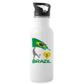Brazil Football Player Flag Graphic Vector - 20 oz Water Bottle - white - Right