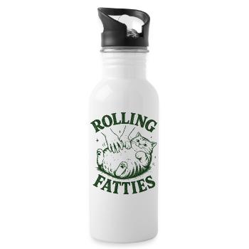 Rolling Fatties Cute Chubby Cat Belly Rub - 20 oz Water Bottle - white - Right