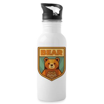 Geometric Bear Crest Badge - 20 oz Water Bottle - white - Right