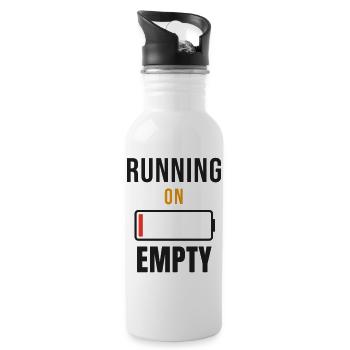 Running on Empty - Funny Sarcastic Statement - 20 oz Water Bottle - white - Right