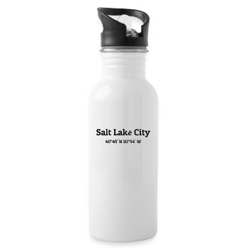 Salt Lake City Coordinates - 20 oz Water Bottle - white - Right