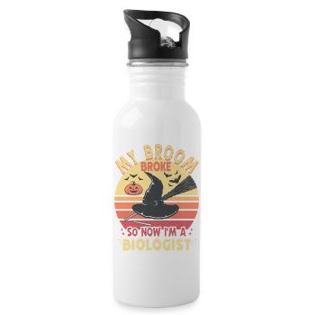 My Broom Broke Biologist Funny Halloween - 20 oz Water Bottle - white - Right