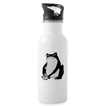 Grumpy Frog drawing Japanese art - 20 oz Water Bottle - white - Right