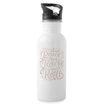 Peace Love Rock And Roll Statement Motto - 20 oz Water Bottle - white - Right