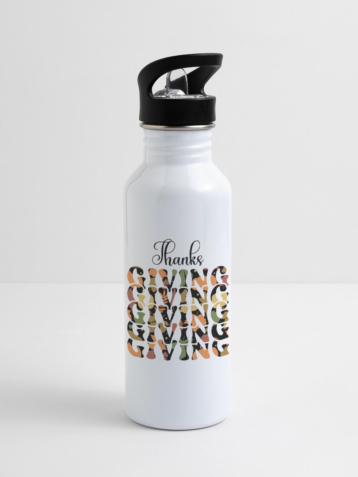 Thanks Giving - 20 oz Water Bottle - white - Right