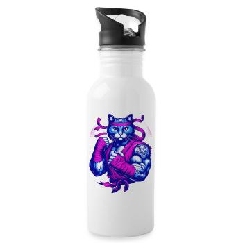 Battle cat in pink - 20 oz Water Bottle - white - Right
