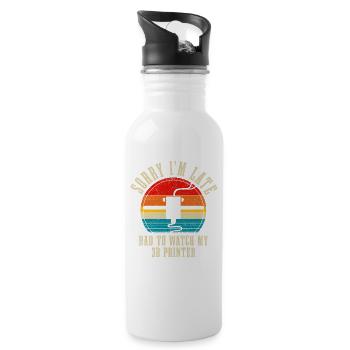 Vintage Retro 3D Printer Tee Gift idea for Geeks - 20 oz Water Bottle - white - Right