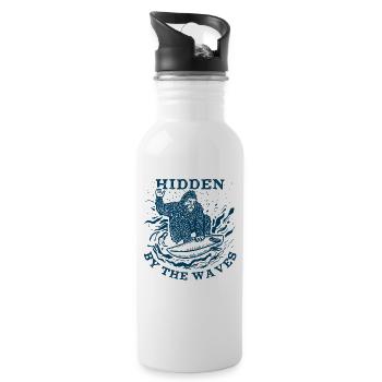 Hidden by the waves Funny Bigfoot Surfing - 20 oz Water Bottle - white - Right