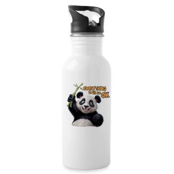 Motivational Panda Everything Will Be OK for a - 20 oz Water Bottle - white - Right