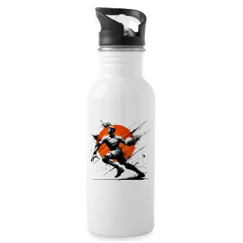 Dynamic Handball Player Action Art Orange Burst - 20 oz Water Bottle - white - Right
