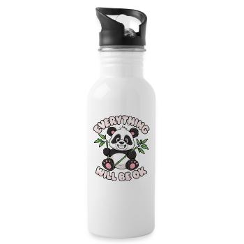 Motivational Panda Everything Will Be OK for a - 20 oz Water Bottle - white - Right