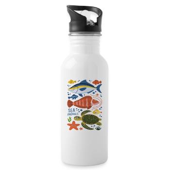 Colorful Sea Creatures Sea Animals for a Ozean - 20 oz Water Bottle - white - Right