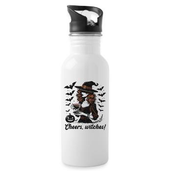 Tea-Sipping Witch Among Bats - 20 oz Water Bottle - white - Right